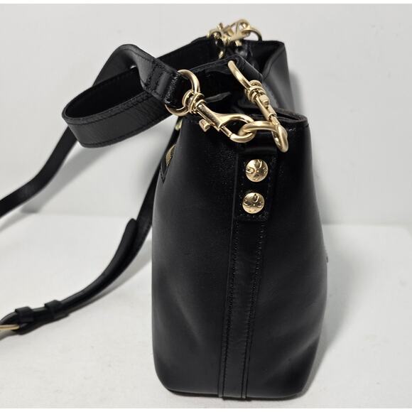 Patricia Nash Leather Irving Bucket Satchel Crossbody Purse Bag Black - Picture 7 of 14